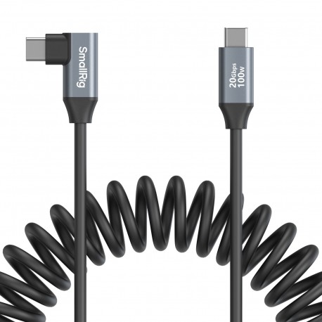 SmallRig câble de données USB-C (droit) à USB-C (angulaire) enroulé - 4792