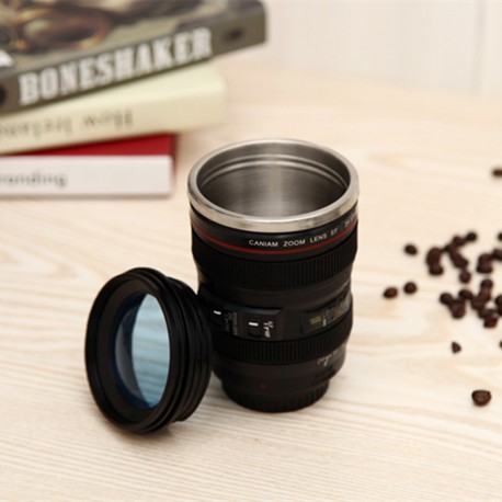 Kaffeetasse Becher in Form eines Canon Objektivs 24-105 aus Inox Grösse 1:1