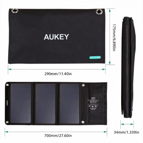 Chargeur solaire AUKEY 21w USB 2x 2A panneau solaire