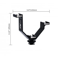 Support en V 125mm triple fixation griffe flash ou trépied