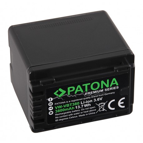 PATONA Batterie Premium VW-VBT380 pour Panasonic Lumix
