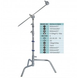 Trépied de studio Rafalia C1610 max 8kg avec bras C-Stand
