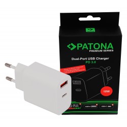 Patona alimentation chargeur 18W QC 3.0 1x 3A USB-C 1x USB-A